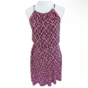 Banana Republic Size L Pink & Navy Print Pullover Jersey Dress
